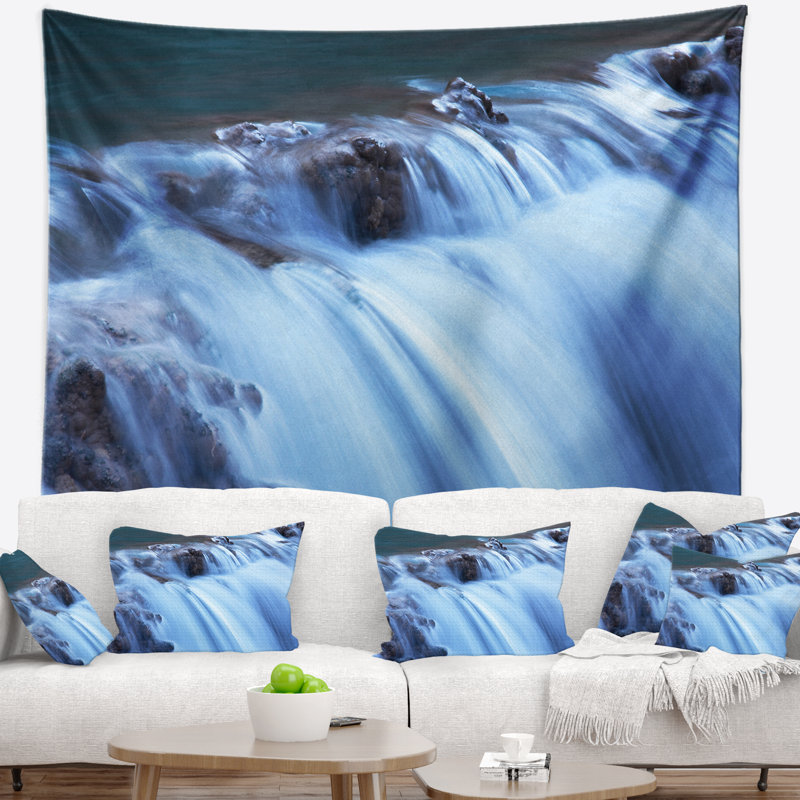 Tapisserie cascade d'eau bleue, H 32 po x l 39 po