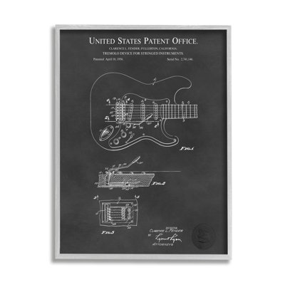 " Electric Guitar Instrument Musician Detailed Patent Blueprint " by Karl Hronek