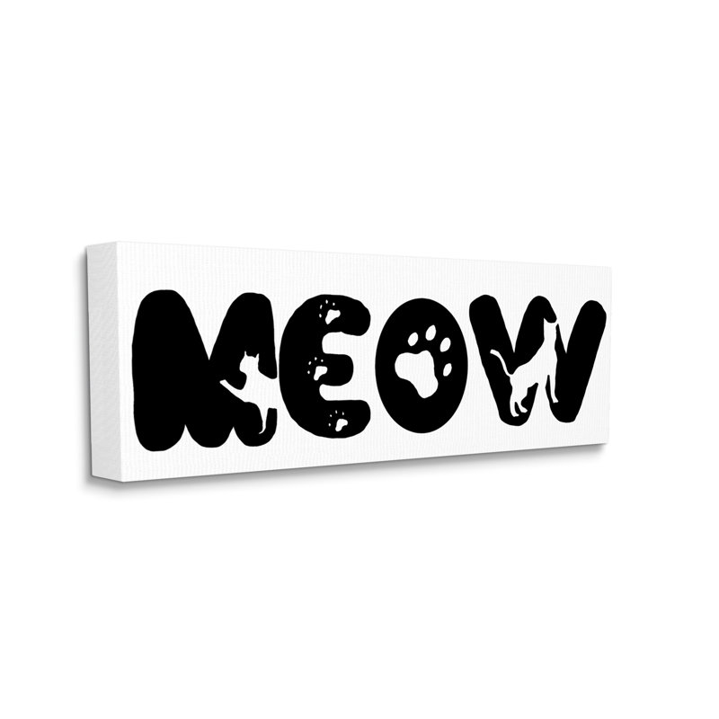 «Meow Expression», art textuel, Toile tendue, H 20 po x l 48 po