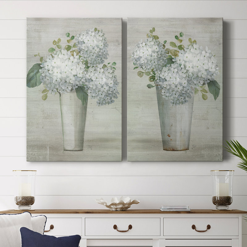 Simply Hydrangeas I - Toile tendue avec châssis de qualité supérieure - Prêt à accrocher
