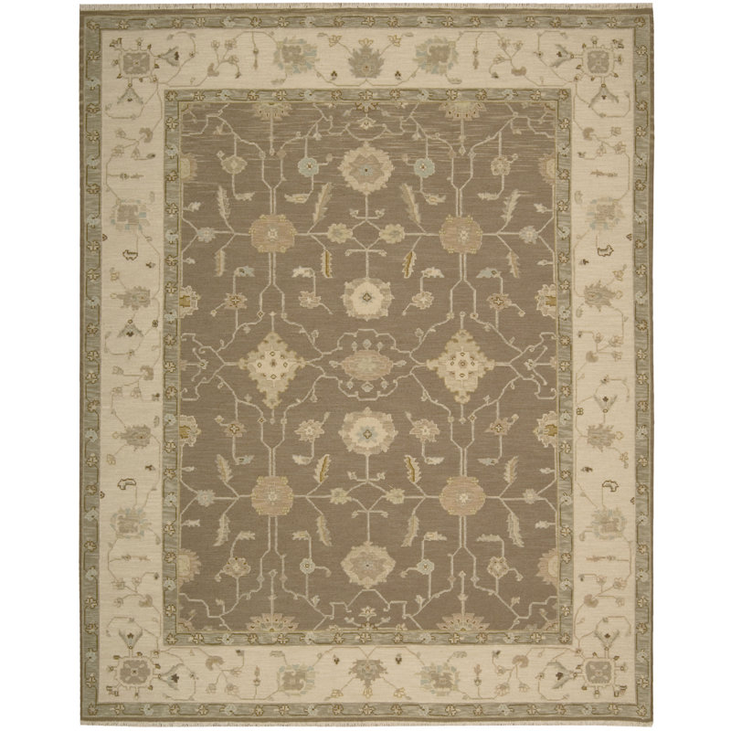 Tapis oriental en laine tissé à la main Burnham, Rectangulaire 9 pi 10 po x 13 pi 10 po