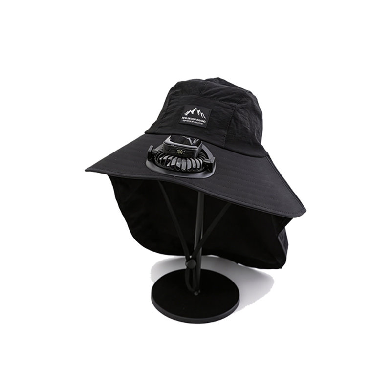 Le chapeau solaire à mains libres de Kondieu Fan pour les journées chaudes en plein air, Black