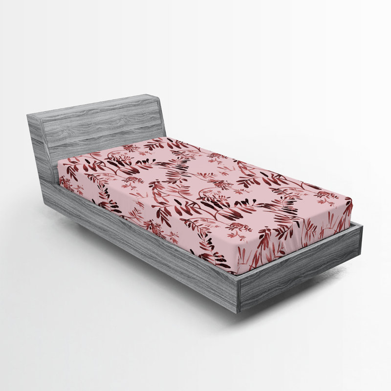 Drap-housse à motif floral Ambesonne, Drap-housse simple TG, Rose, marron pâle / floral