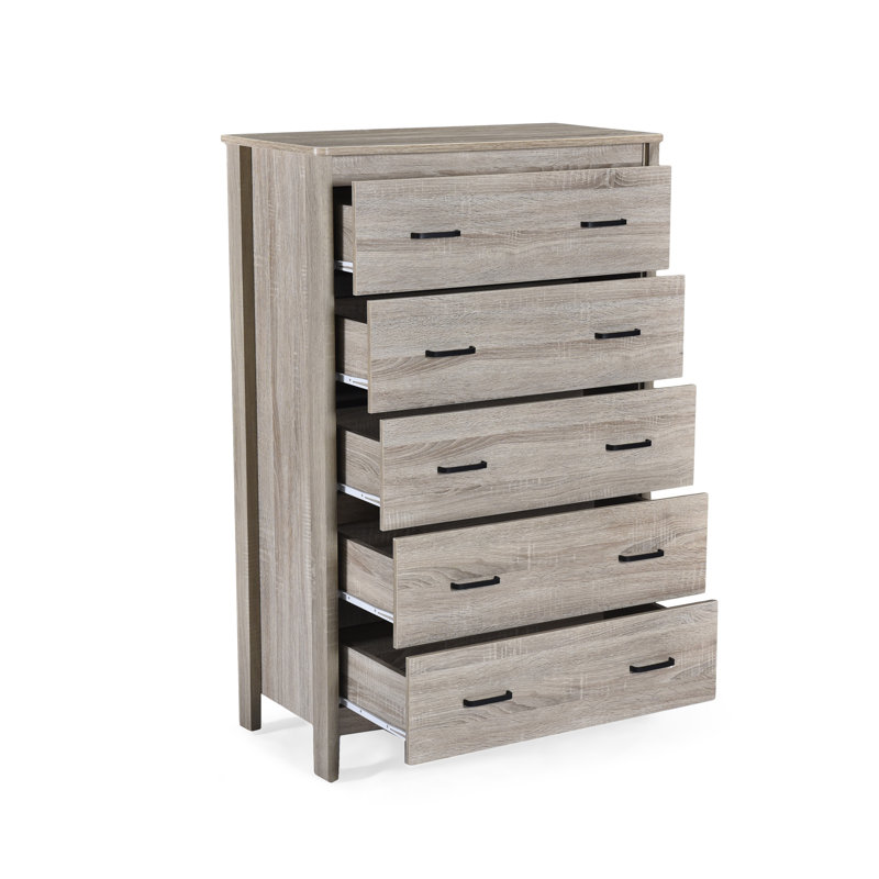 Commode 5 tiroirs Toolless, Chêne
