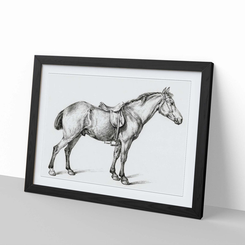 Horse with a Saddle by Jean Bernard - Framed Print, Black Framed, 48cm H x 65cm W x 2cm D