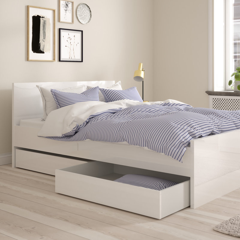 Parley Underbed Storage Drawers, High Gloss White, 18cm H x 94cm W x 67cm D