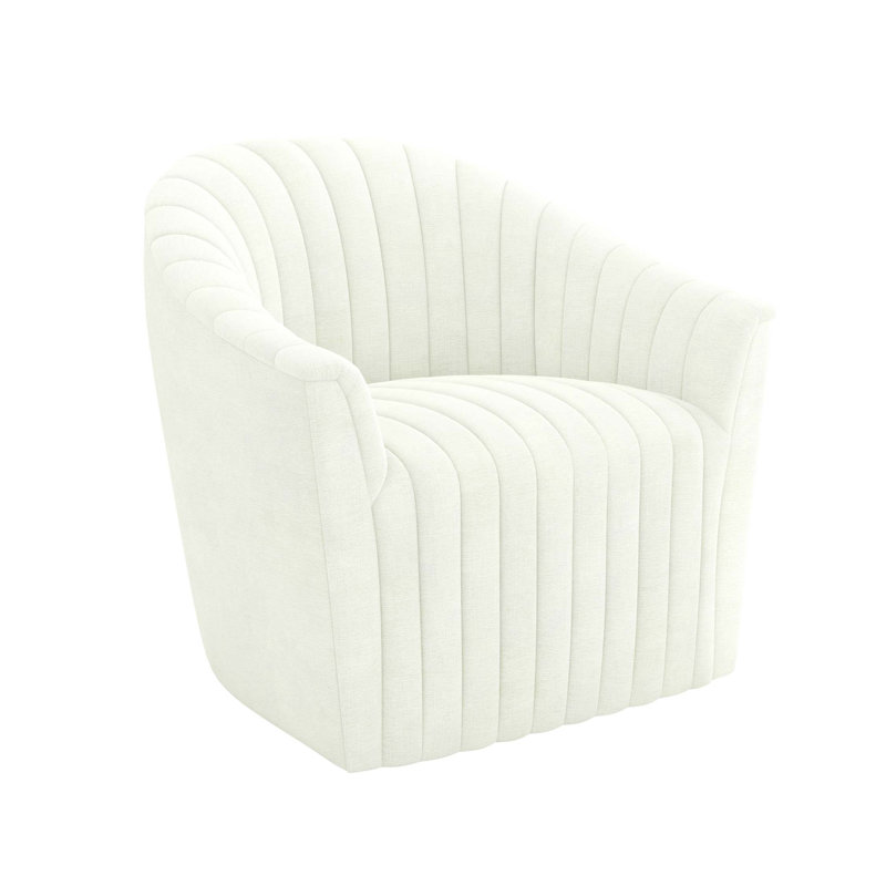 Channel Upholstered Swivel Barrel Chair, Chenille