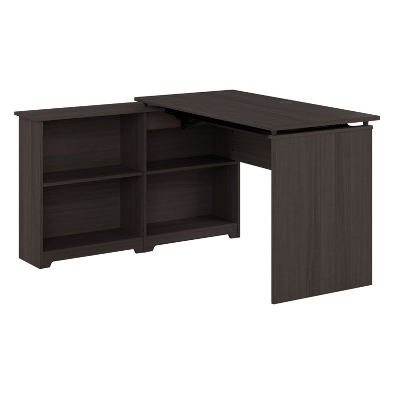 Katia Adjustable Height L-Shaped Computer Desk, Heather Gray
