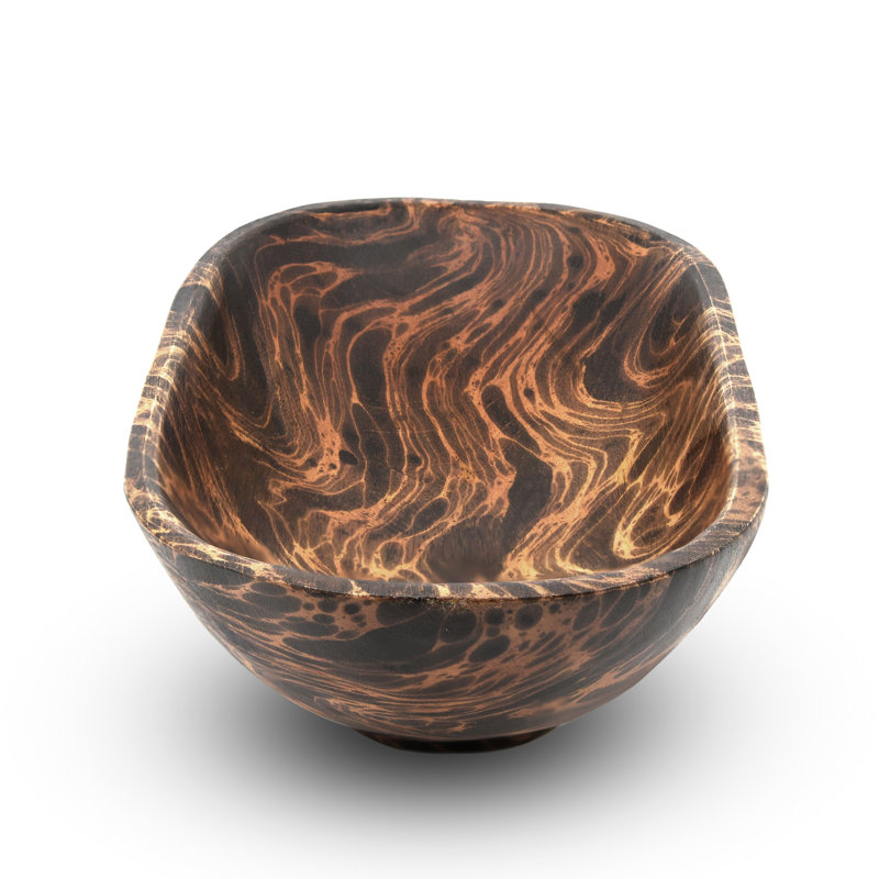 Versatile Mango Tree Wood Hand Carved Dark Stained Serving Or Fruit Kitchen Bowl