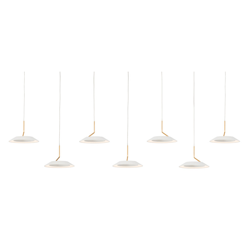 Royyo Matte White and Gold 7-Light Modern LED Island Pendant