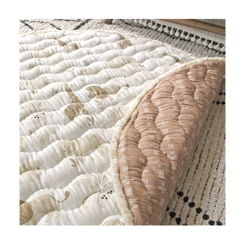 Safari Animal Themed 40"x40" Cotton Quilted Playmat, Kendi Crane Baby