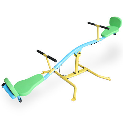 Kids Seesaw Spinning Teeter Totter, 360° Rotating Seesaw With Backrest Outdoor Playground