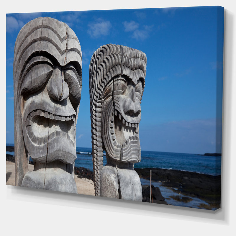 Hawaiian Tiki Gods - Reproduction de photo sur toile tendue, H 16 po x l 32 po x P 1 po