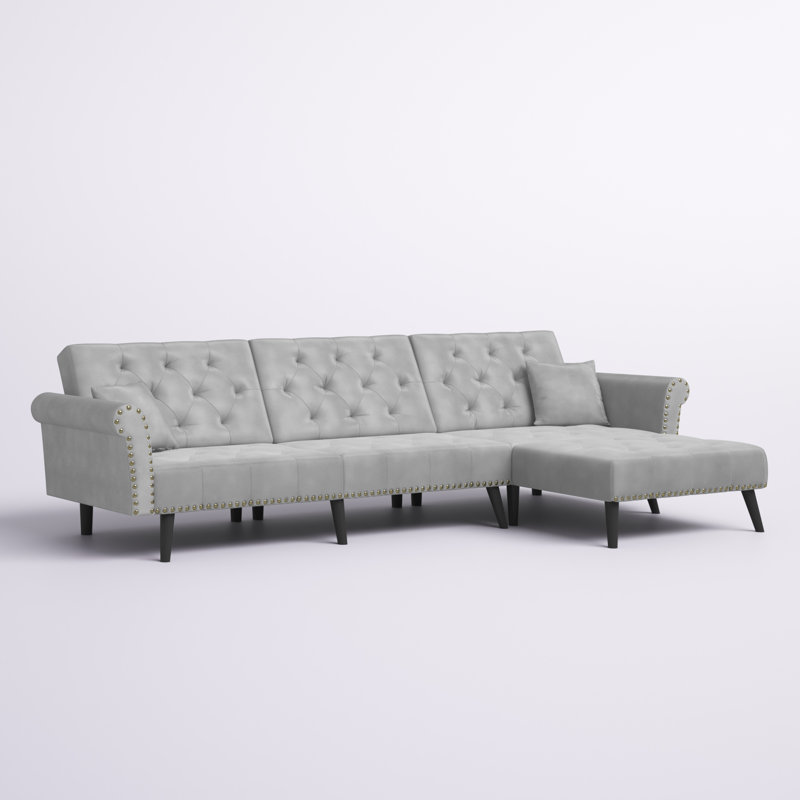 Canapé-lit 115 po, Velours gris velours