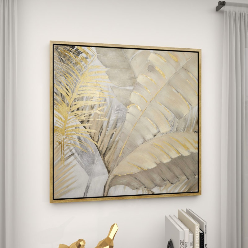 "CosmoLiving" par Cosmopolitan, art mural encadré de feuilles de palmier avec cadre doré 40 po x 2 po x 40 po