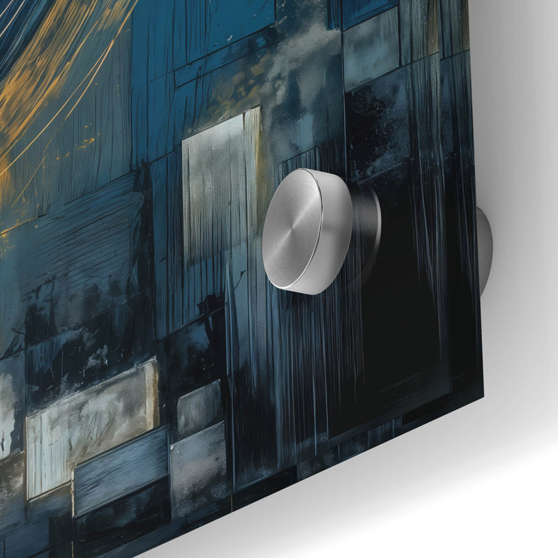  «Golden Circle Abstract 6» par Rey Klimt, art mural en verre acrylique, 24 po x 24 po