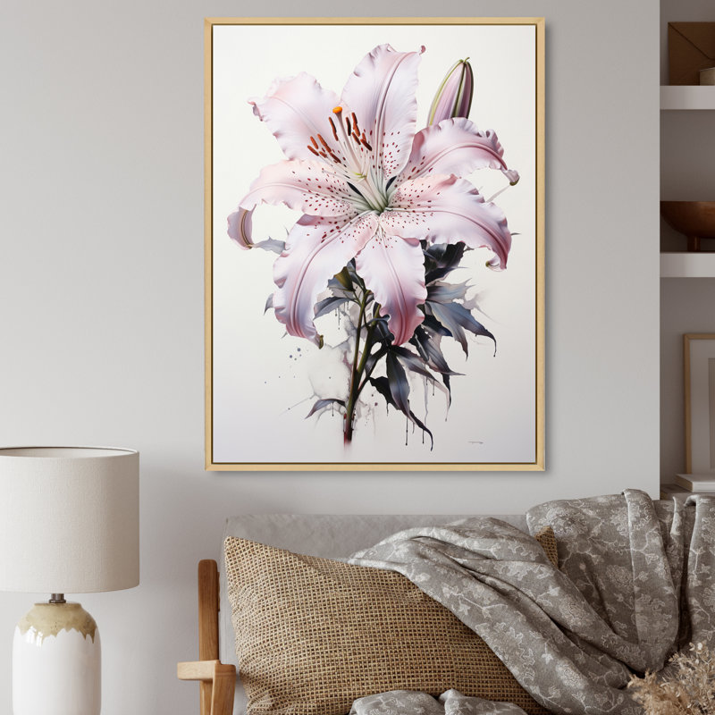 Hibiscus Glimmering Beauty I - art mural sur toile florale, H 20 po x l 12 po x P 1 po, Cadre naturel flottant