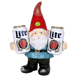 Exhart Country Life Duel-Wielding Drinks Two Can Timmy Gnome Garden Statue, 13 Inch