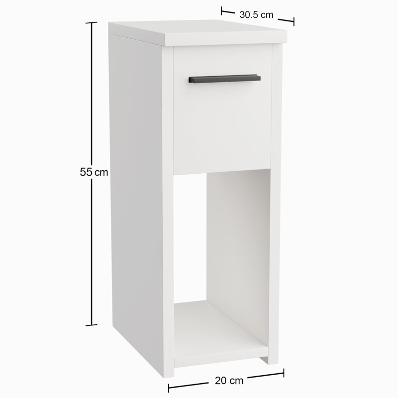 20cm W Manufactured Wood Bedside Table, White