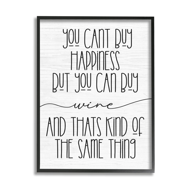 Can Can Wine And Happiness, H 16 po x l 20 po, Giclée encadrée noir minuit