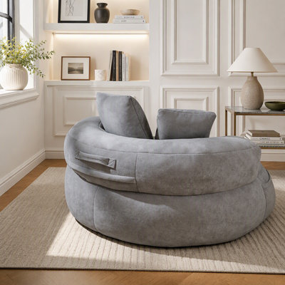 Fauteuil à billes géant de 5 pi avec rembourrage en mousse, canapé à billes surdimensionné pour adultes, canapé-lit confortable avec 3 coussins, fauteuil à billes pour salon, chambre à coucher, salle de jeux, dortoir