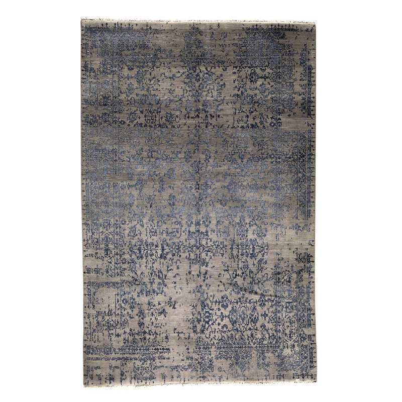Tapis noir / brun clair de haute qualité noué à la main