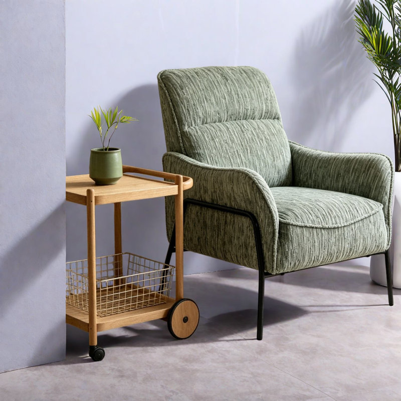 Chaises d'appoint confortables, tissu vert, méridienne industrielle moderne pour la maison