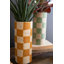 Ensemble de trois vases cylindriques à carreaux en argile de 12 po