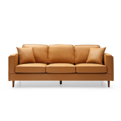 Portola 85" Faux Leather Square Arm Sofa