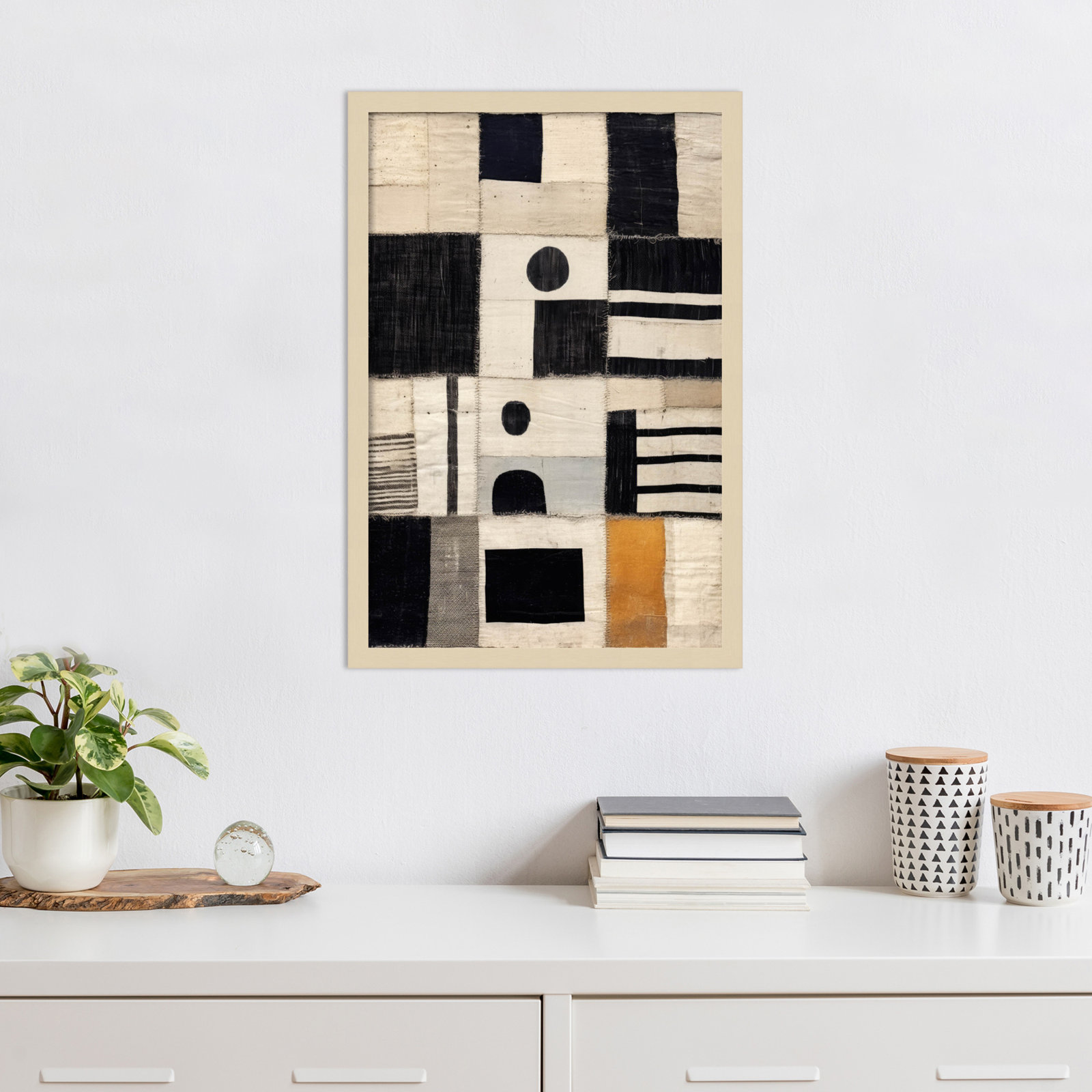 Sewn Fabric by Treechild  Wood Framed Wall Art Print, Brown, 25" H x 17" W
