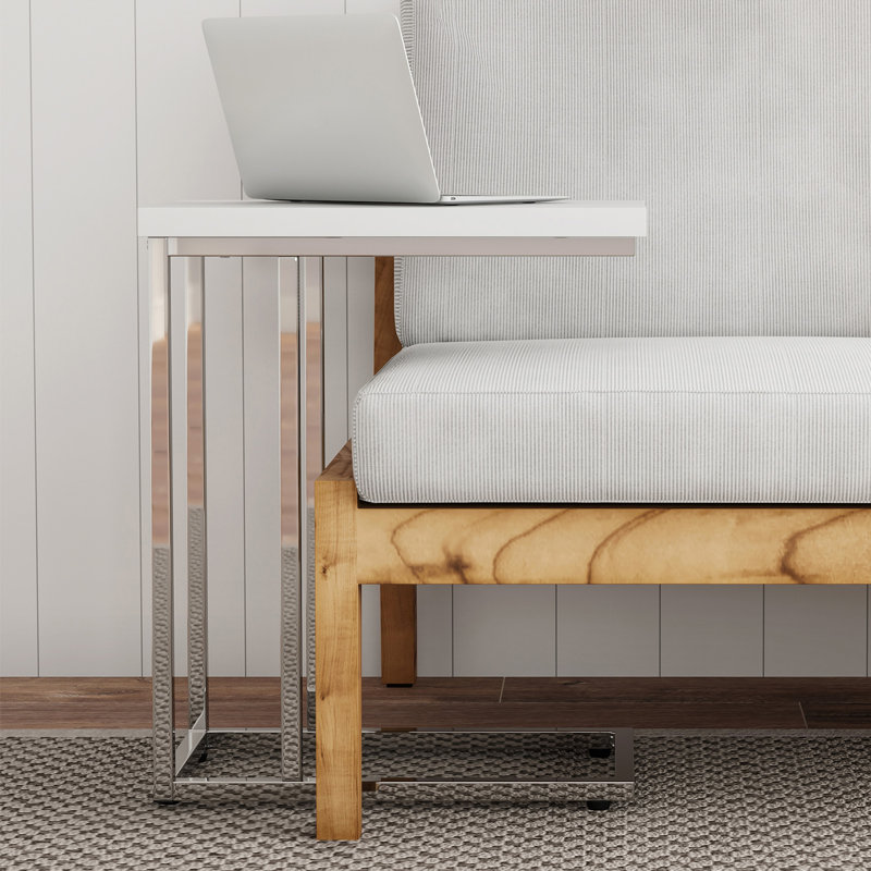 Table d'appoint 2 pièces Alhamdi - Tables de bout modernes en forme de C - Plateaux pour ordinateur portable ou tables de chevet compactes - Mobilier peu encombrant