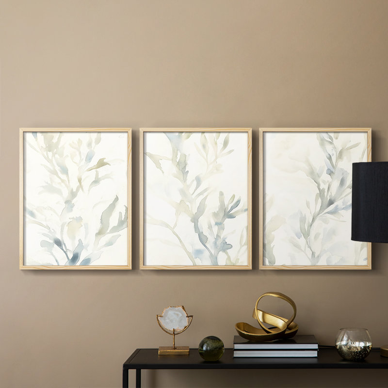 Étude florale CLxxxvi -Set de 3 estampes numériques giclées -Prêt à accrocher, Naturel, H 20 po x l 48 po