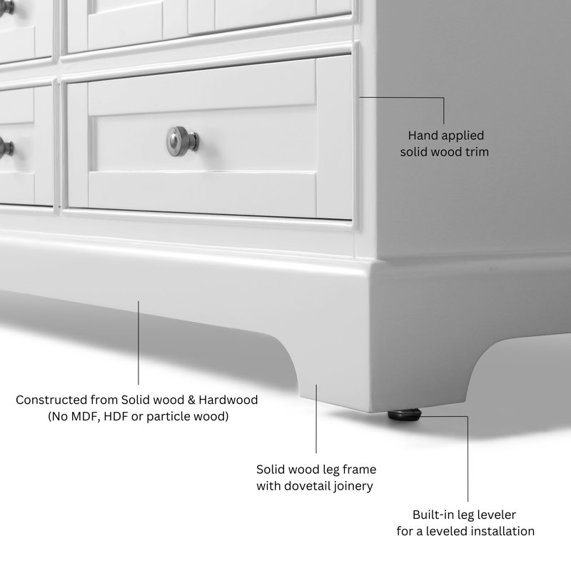 Audrey 48'' W Single Vanity, Carrara White Marble, White/Brushed Nickel