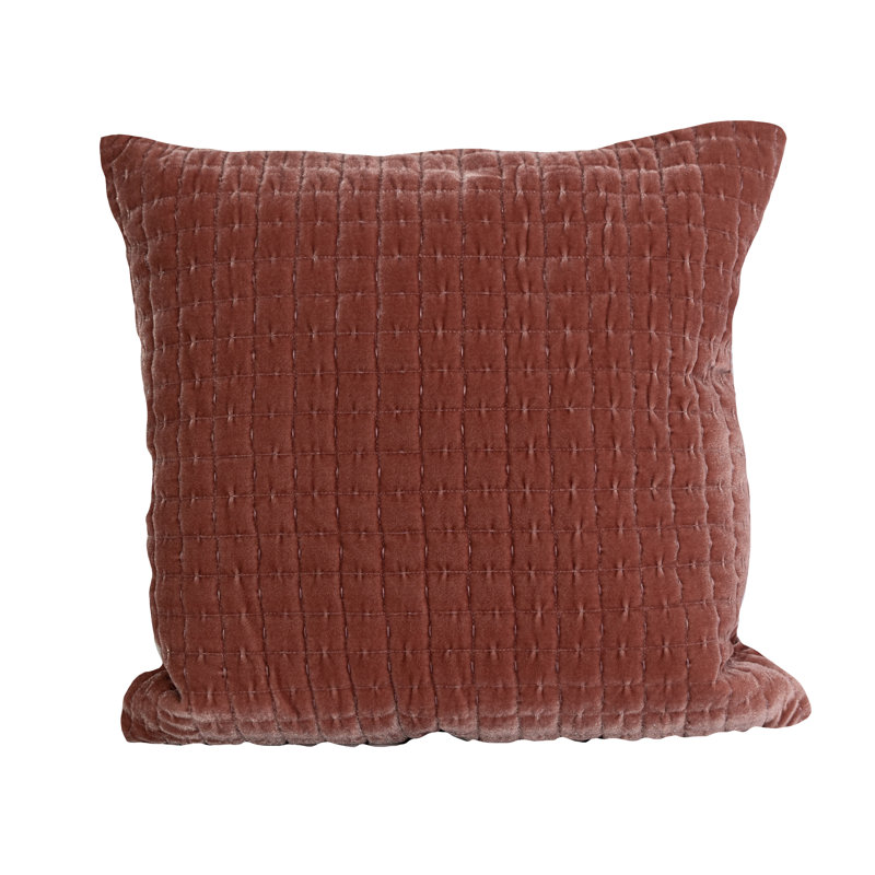 Coussin en velours matelassé Layla 18 x 18, Rose