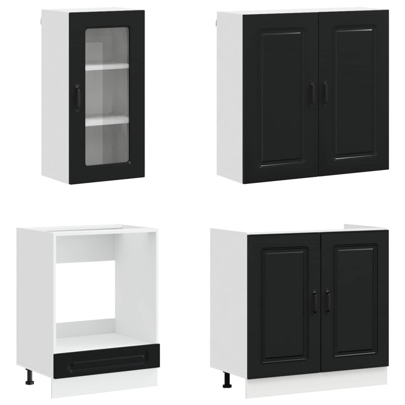 vidaXL Kitchen Unit with Drawer with Door KALMAR 8 pcs Engineered Wood, Black
