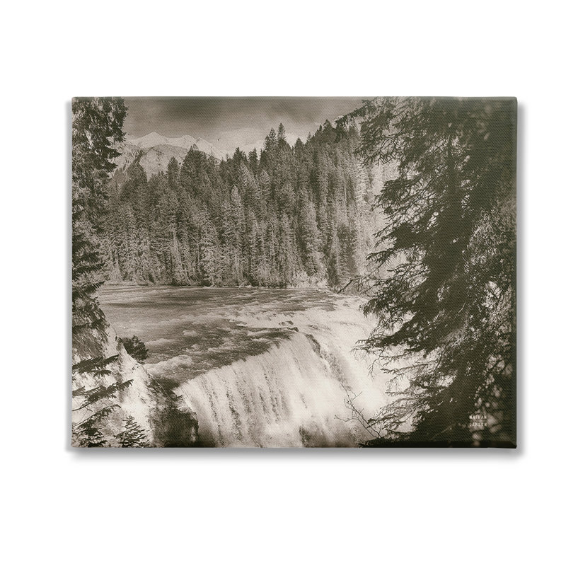 «Woodland Waterfall», art mural sur bois par Nathan Larson, Toile tendue, H 36 po x l 48 po x P 1,5 po