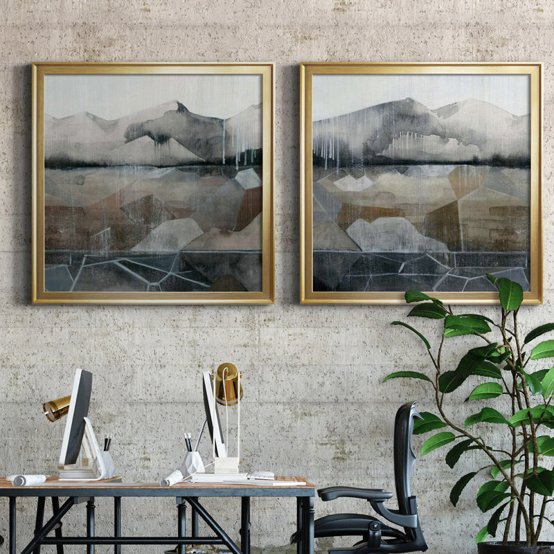 Valley Stormscape I - Valley Stormscape I - Ensemble de 2 cadres photo, H 26,5 po x l 53 po x P 1,5 po, Toile encadrée d'or