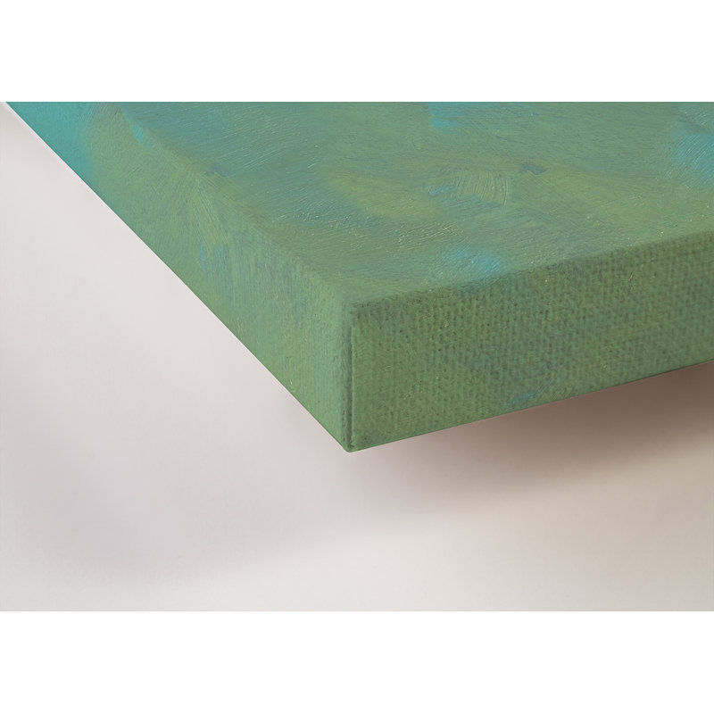 «Whale in Seafoam» par Eli Halpin - peinture sur toile tendue, H 18 po x l 54 po