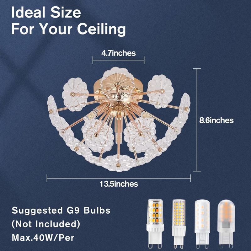 Metal Floral Pendant Light, Gold
