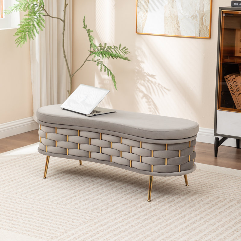 Banc de rangement rembourré Cristen, Gris