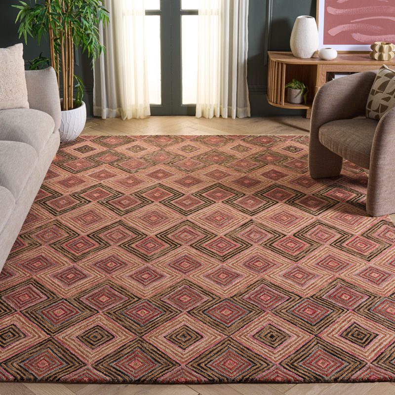 Tapis géométrique en laine touffeté à la main Deyoung, Carré 6 pi