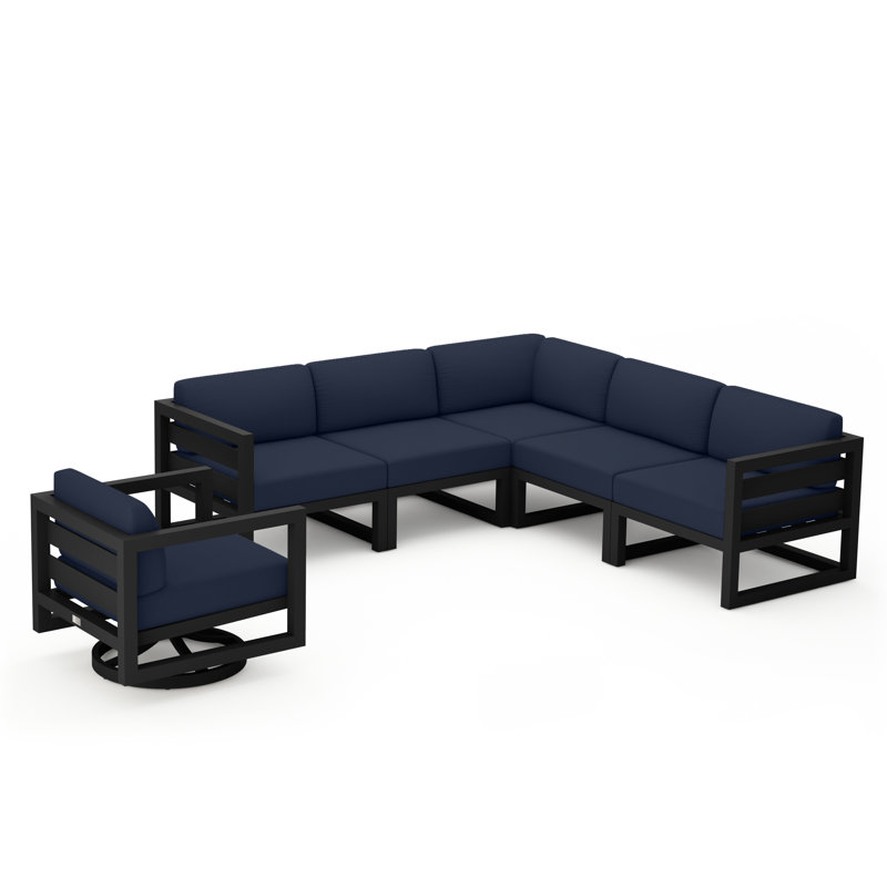 Ensemble modulaire 6 pièces avec pivot Rugiatu, Noir, Spectre indigo Sunbrella®