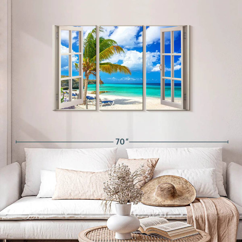 Gillard White Beach Window View, 28" H x 45" W