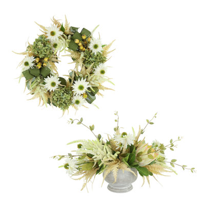 Hydrangea Fall Wreath and Centerpiece