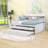 Full Size Wooden Daybed with Built-In Storage Drawers, Shelves and Twin Trundle-584599237