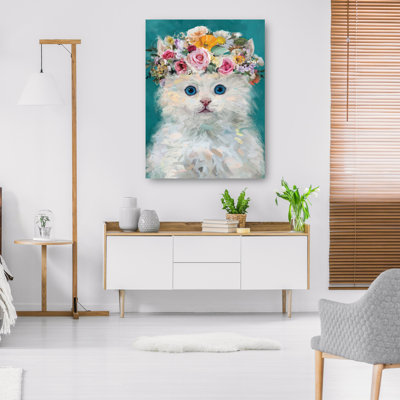 Flower Power Kitty IV by Studio Arts Canvas Art Print