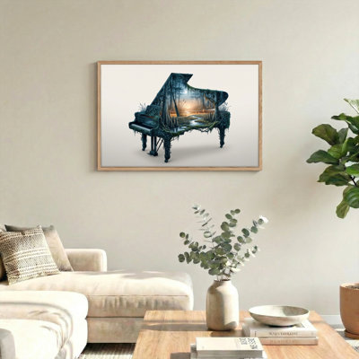 Ensemble de 1 tableau sur toile « Piano en forêt »
