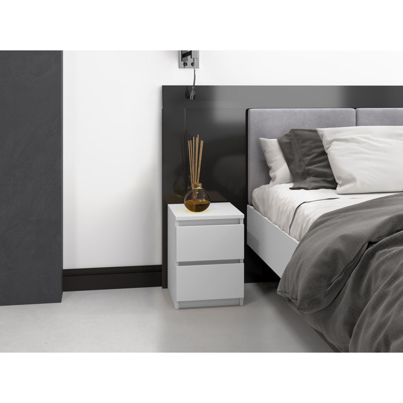 Delancey 30cm W Manufactured Wood Bedside Table, White