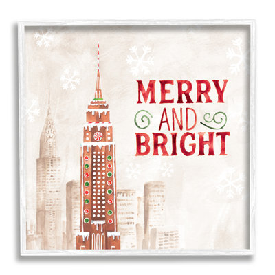 «Merry And Bright Christmas Expression Gingerbread Architecture Cityscape» par Nina Pierce - impression sur toile
