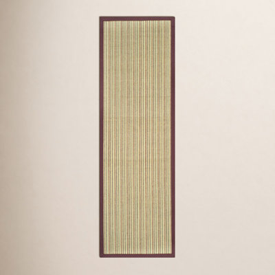 Beige Purple Striped Jute Rug